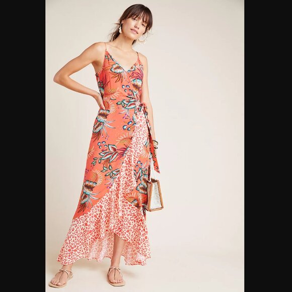 NWT Farm Rio for Anthropologie Musette Maxi Wrap Dress - Picture 1 of 8